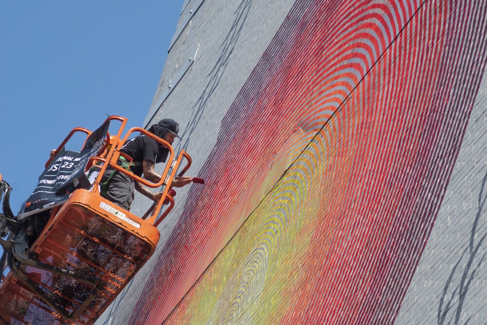 Mural by artist Andrew Schoultz from Los Angeles, CA at 4415 Euclid Avenue. 2021