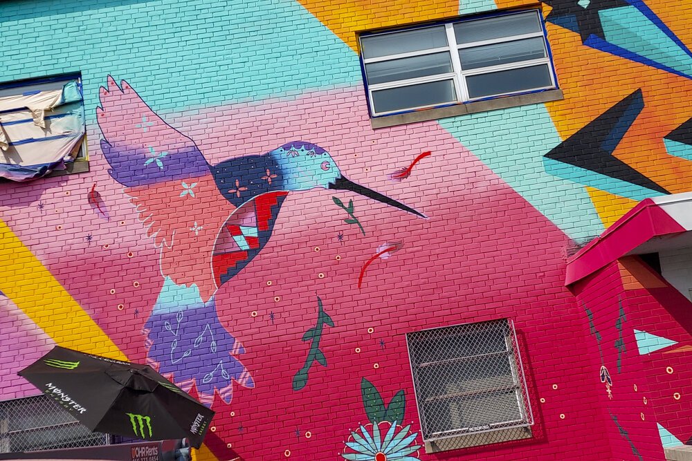 Mural by artists Felicia Gabaldon from Oakland, CA and Kaplan Bunce from Kauai, HI at 2930 Euclid Avenue.