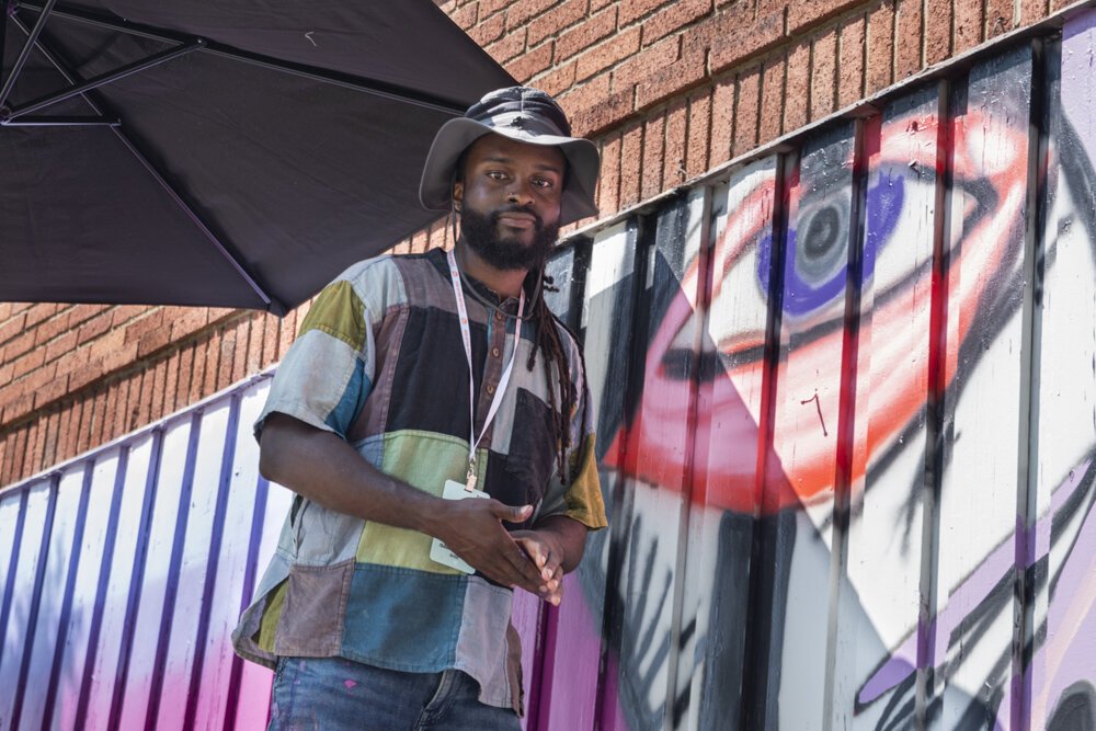 Cleveland artist Starbeing - Isaiah Williams at 7113 Euclid Avenue.
