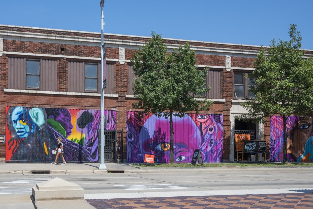 Mural by Cleveland artist Starbeing - Isaiah Williams at 7113 Euclid Avenue.
