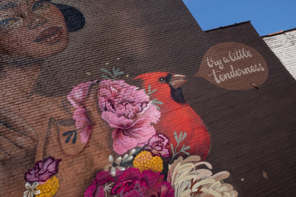 Mural detail by artist Tatiana Suarez @tatunga from Miami, FL at 6107 Carnegie Avenue