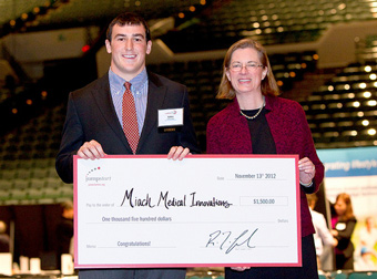 Miach Medical’s Cullen Dolan with Burton D. Morgan Foundation President and CEO Deborah Hoover. Phot