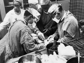 Early transplant surgery photo (circa 1964)