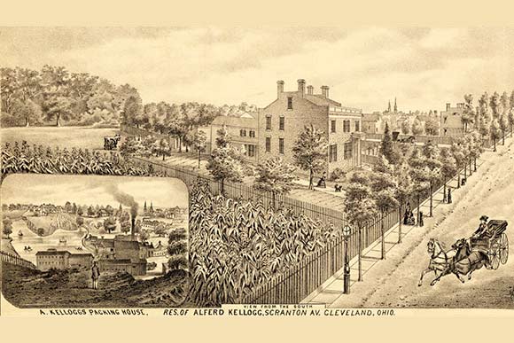 Alfred Kellogg House at 2486 Scranton, the (Kellogg) Emerson-Casket Mansion is in the background