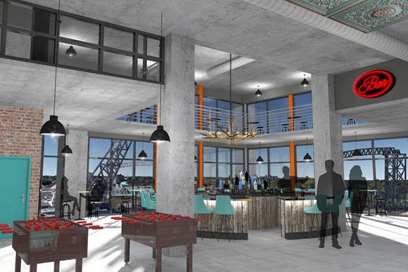 Interior rendering of Punch Bowl Social