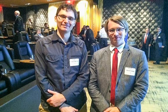 Eugene Malinskiy (left), CEO of Infinite Arthoscopy, poses with his company partner Daniel Dudley