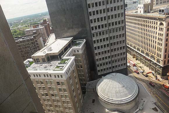 View of The 9 from the 18th floor of the Huntington/925 Building