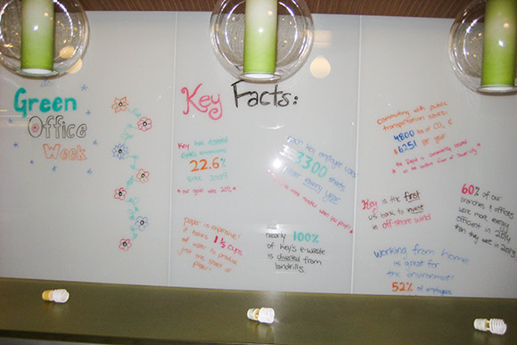 KeyBank employees post sustainability facts about KeyCorp on a message board