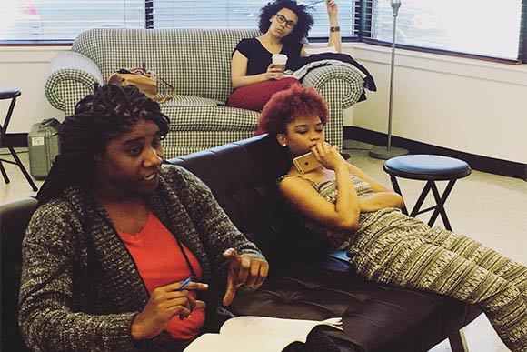 A rehearsal for the youth of One Mic Open, the organization responsible for sending youth to the National Youth Poetry Slam event