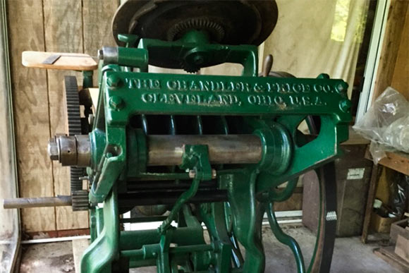 Artful acquired a Chandler & Price letterpress, hand-forged by the Cleveland company in 1899