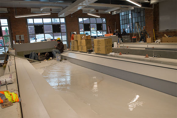 State-of-the-art indoor rowing tanks being filled