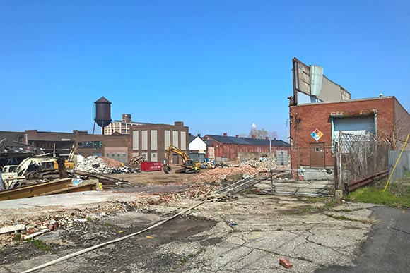Demolition last summer at Breakwater Ave for The Edison