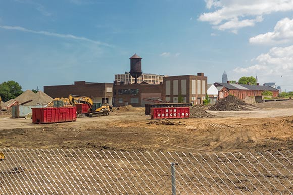 Demolition last summer at Breakwater Ave for The Edison