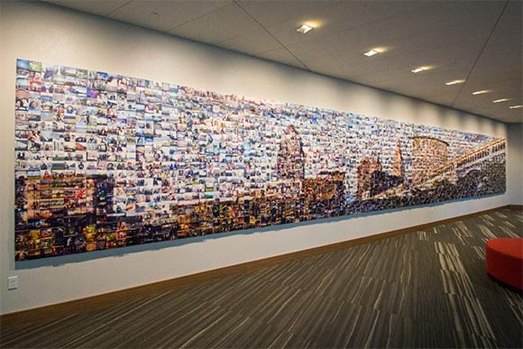 <span class="content-image-text">Mural of tthe Cleveland skyline comprised of 2,800 selfies submitted in the #MyClePhoto contest</span>