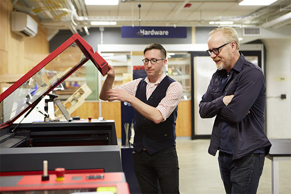 Adam Savage of Mythbusters (right) with Ian Charnas, manager of think[box]