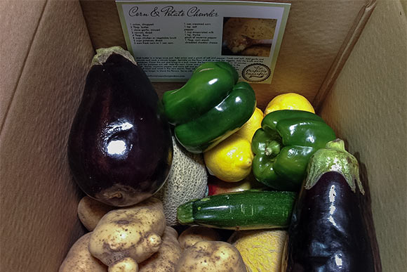 A box of "Perfectly Imperfect" produce