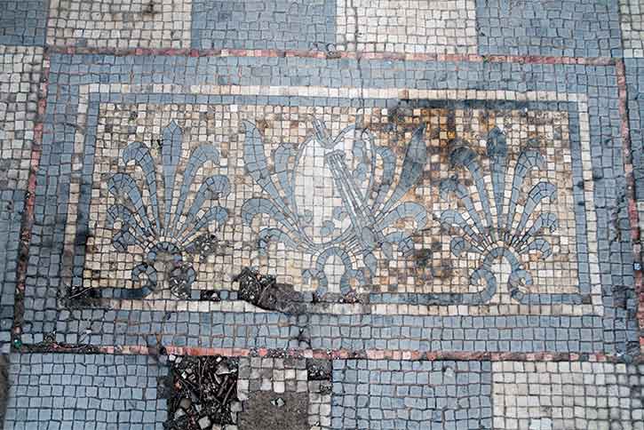 The gallery front porch tile floor n 2014 before restoration