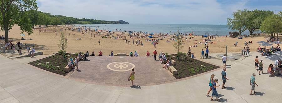 <span class="content-image-text">The view of the beach from Edgewater Park's new Beach House</span>