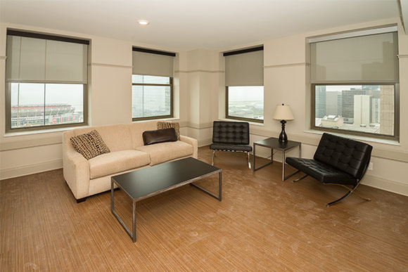 One of the near finished apartments in the Standard Building