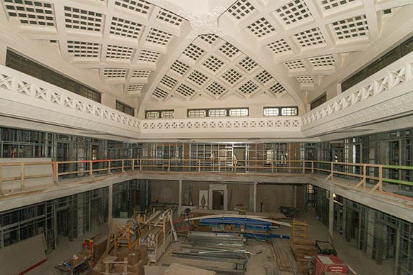 40-foot by 40-foot skylight on the second floor community area