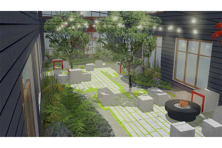 Mueller Lofts courtyard finished rendering