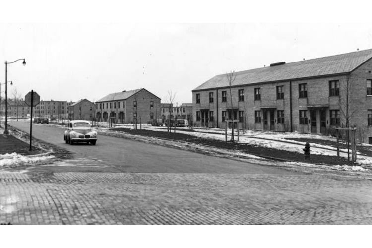 Early photograph of the Woodhill homes, public housing project