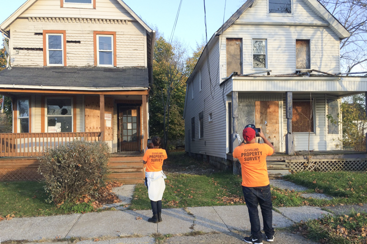 The Western Reserve Land Conservancy team out surveying properties in Cleveland