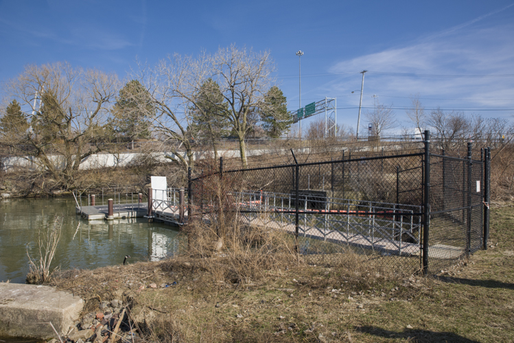 Giddings Brook Erie mouth, E 55th St Marina