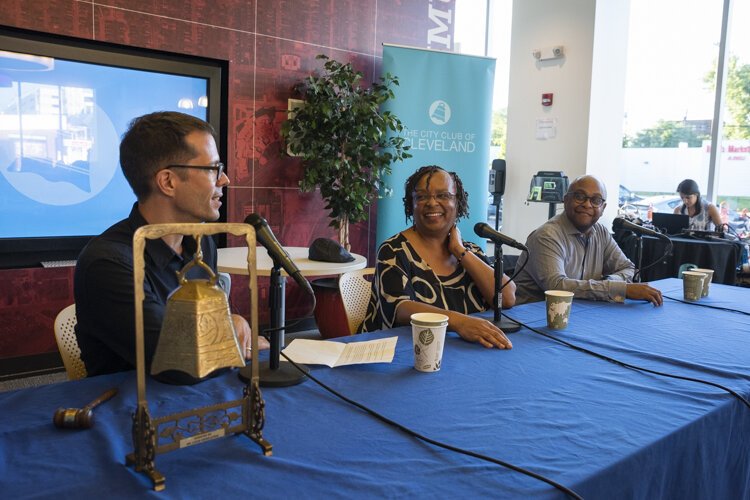 Forum discussion at PNC Fairfax Connection with Justin Glanville of ideamstream, Denise VanLeer of Fairfax Renaissance Development Corporation and August Fluker of City Architecture