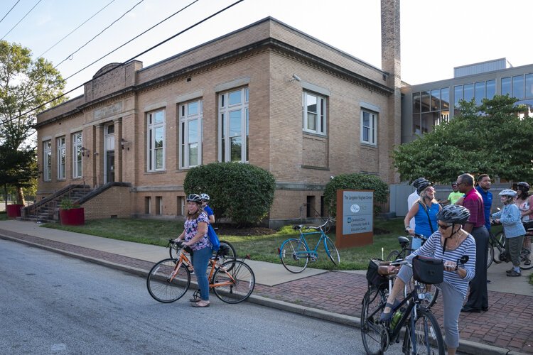 <span class="content-image-text">A stop at Cleveland Clinic Langston Hughes Community Health and Education Center on the Ride + Learn: The Future of Fairfax bike tour</span>