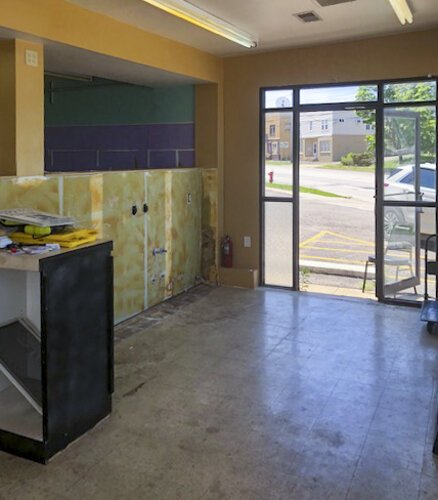 Before the build out of a former ice cream parlor on  Northfield Road in Bedford Holbert leased for the new location.