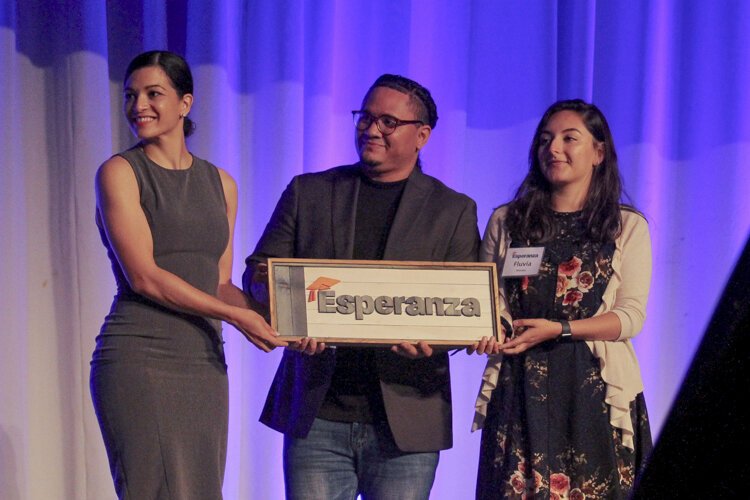 Rosa Morales, Isaac Diaz and Fluvia Mendez present the special award of recognition Friday, June 21, at the Cleveland Renaissance Ballroom