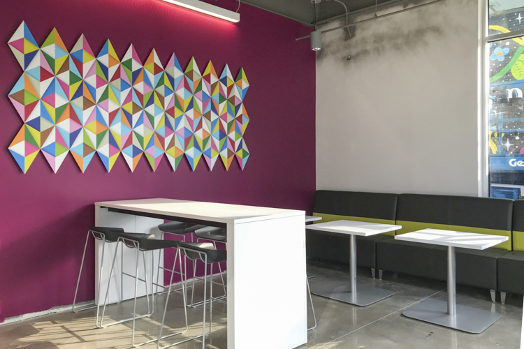 Interior of the new LGBT Community Center with artwork by Andrew Reach