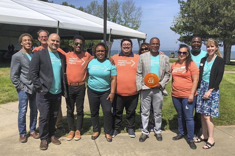 Members of the Cleveland Neighborhood Progress staff at the park