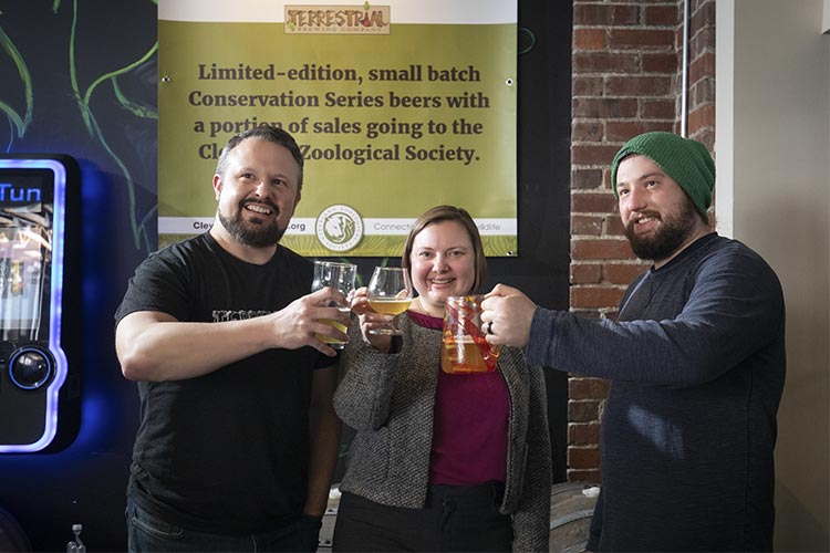 <span class="content-image-text">Terrestrial Co-Founder Ryan Bennet, Cleveland Zoological Society Interim Executive Director Sarah Crupi, Terrestrial Co-Founder and brewmaster Ralph Sgro</span>