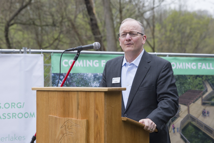 Jim Dixon Board Chair speaking at the Nature Center at Shaker Lakes capital improvement construction project groundbreaking event