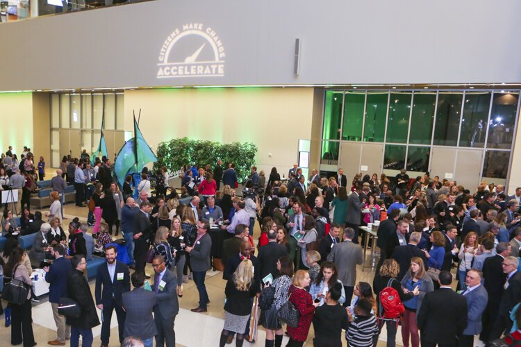 The audience chooses the winner for the Cleveland Leadership Center's civic pitch competition.