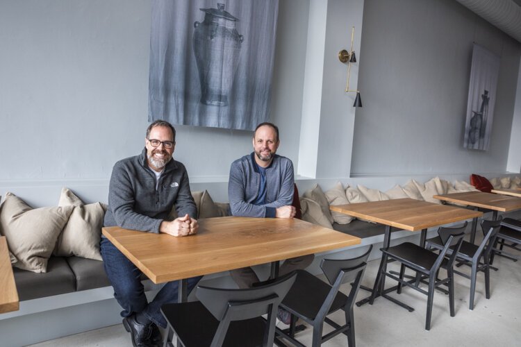 Chef and restaurateur Douglas Katz and Todd Thompson, director of operations for Katz’s restaurants