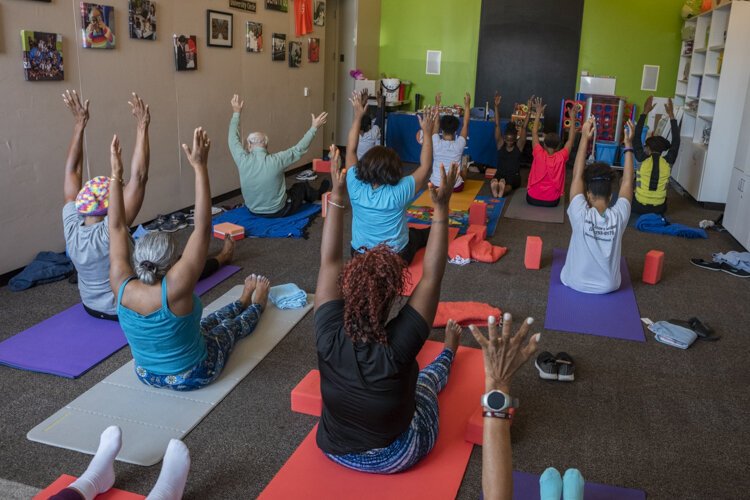 Saturday yoga classes at the PNC Fairfax Connection.
