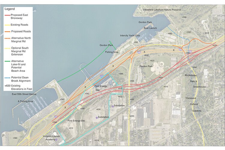 One of the proposed concept plans for rerouting the Shoreway.