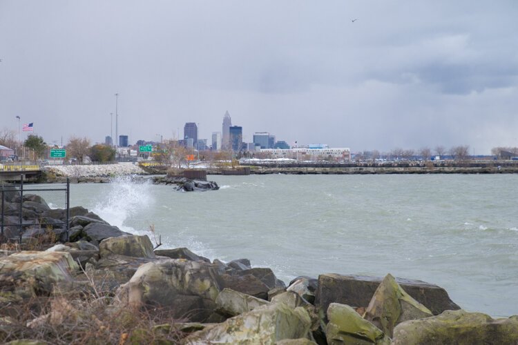 Public access to Lake Erie would be increased by plans to relocate the Shoreway south of the railroad tracks.