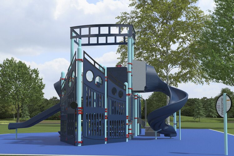 Rendering of downtown Cleveland’s first public playground.