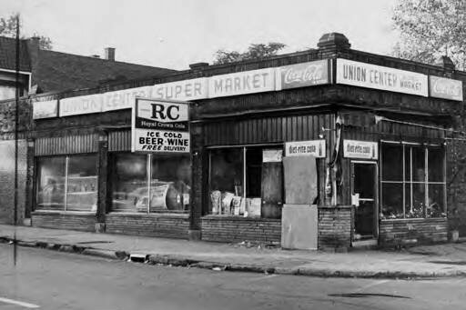 A supermarket destroyed by the Hough riots.