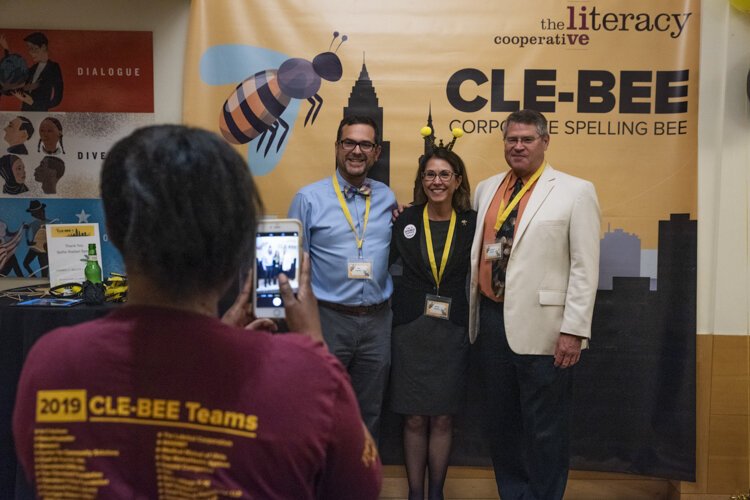 Contestants get their photo taken at the CLE-BEE selfie station.