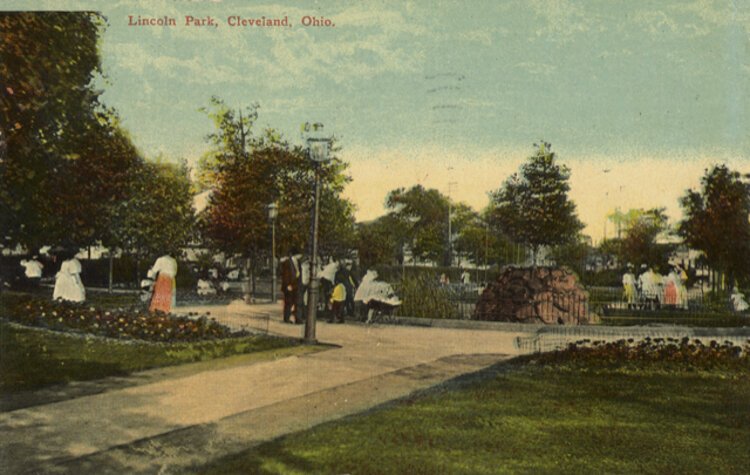 Colorized postcard of Lincoln Park in Tremont around the turn of the 20th century.