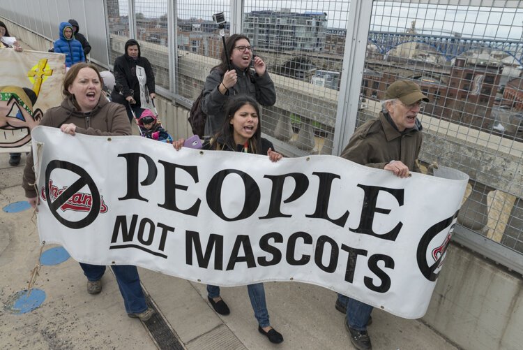 Chief Wahoo Protests on the Cleveland Indians Home Opener In 2015.