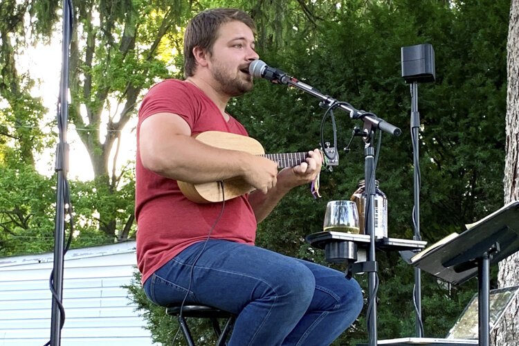 Sam Winterberger playing in his front yard in Fairview Park