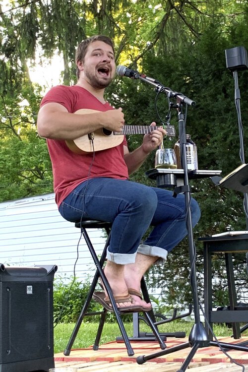 Sam Winterberger playing in his front yard in Fairview Park