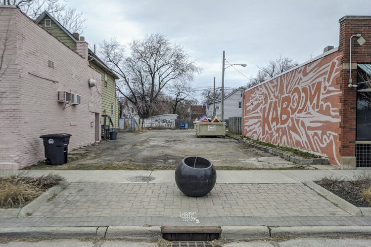 The vacant lot where the Waterloo Pocket Park will be.