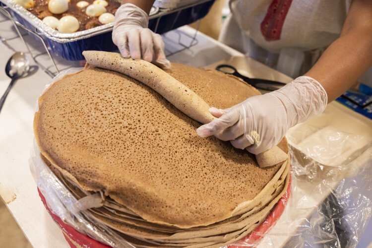 <span class="content-image-text">Ambesha, a traditional bread at Habesha Ethiopian and Eritrean Restaurant.</span>